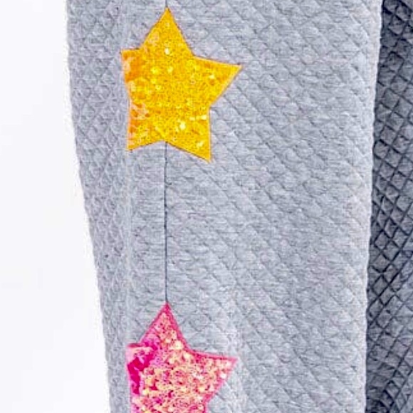 WOMEN'S ELASTIC WAIST FRONT POCKET SEQUINS STARS DETAILED SWEATPANTS Large - Picture 8 of 8
